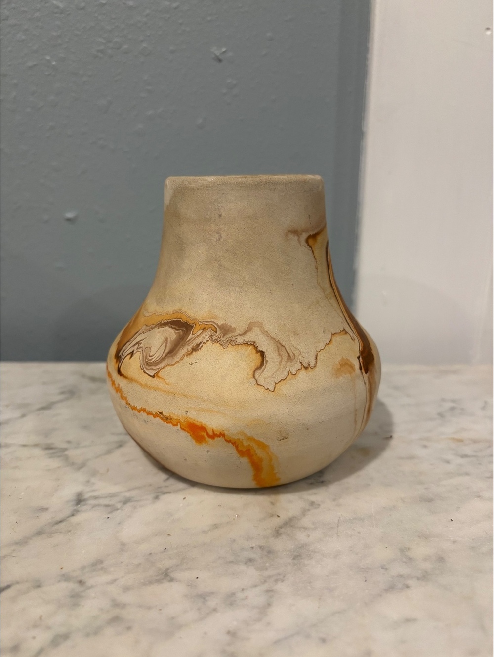 Nemadji Pottery Small Swirl Pattern Vase 4.5" Handmade USA Ceramic Art